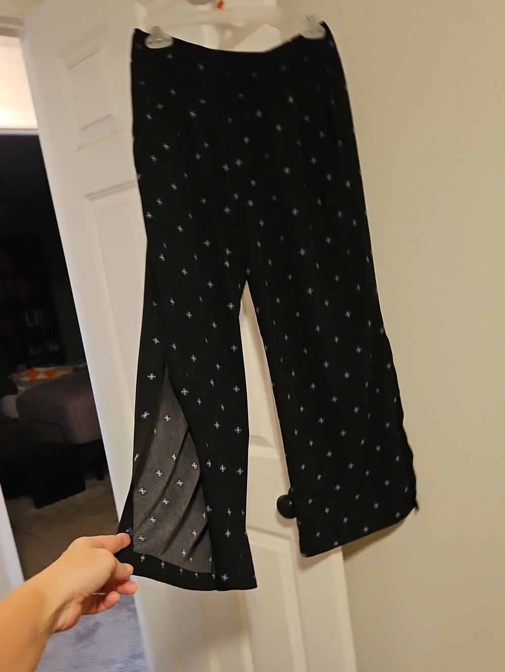 dip Black Pants with Small Cross Print